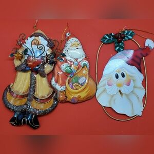 3 Metal Santa Claus 🎅Christmas Ornaments